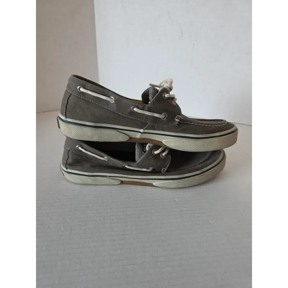 SPERRY Men‎ Boat Shoe Chocolate Color Canvas Tie Closure Sz. 10.5